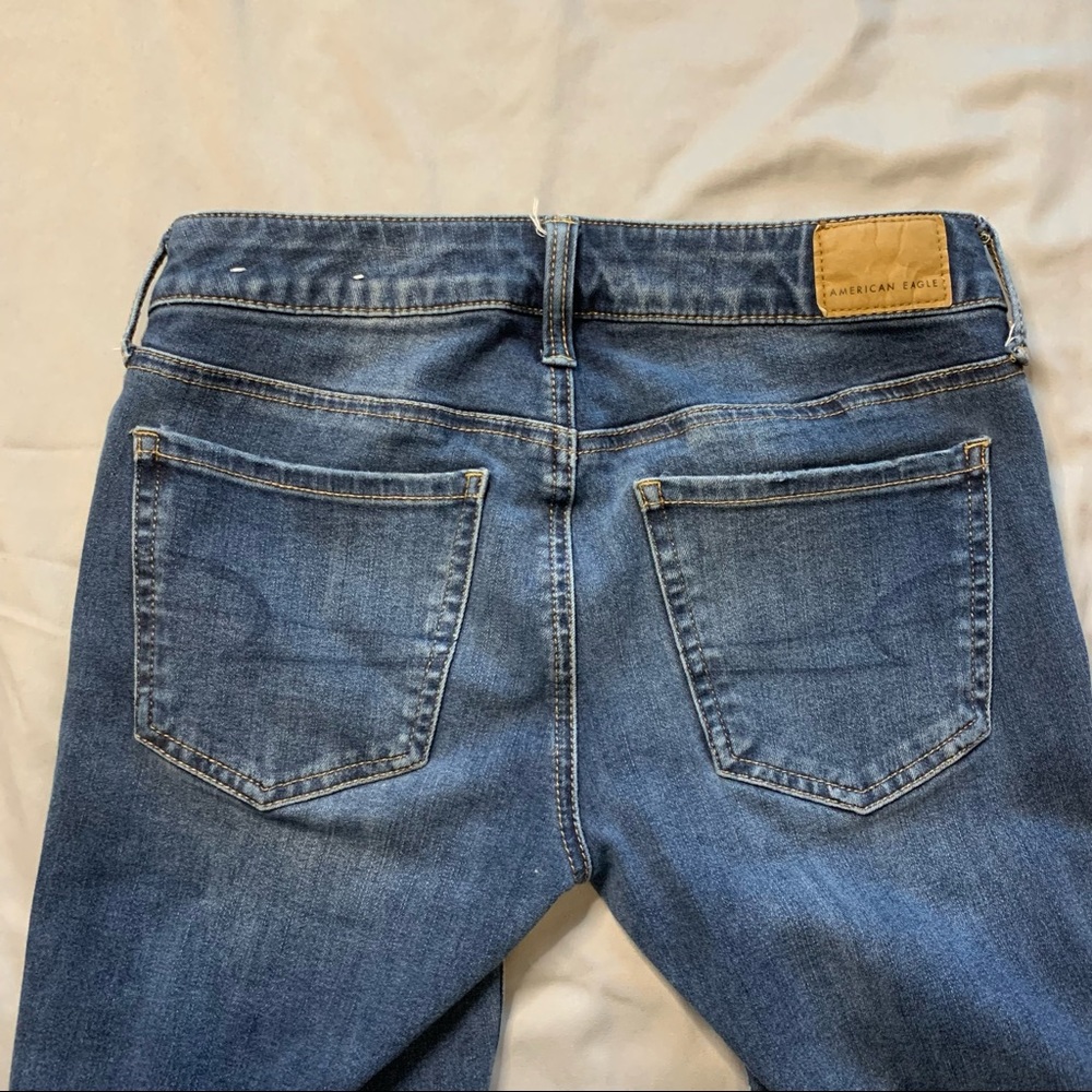 American Eagle Mid Rise Jeggings Mid Indigo Wash 2 Regular